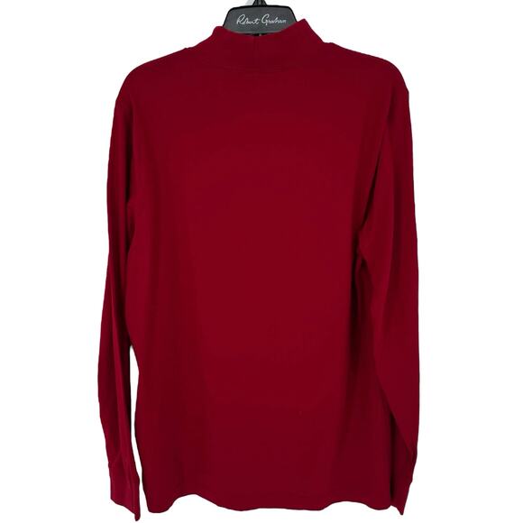 Land's End Long Sleeve Turtleneck Super T-Shirt Mens XL Red Monogram Basic Layer - Picture 2 of 6